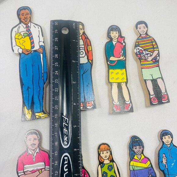 Vintage Inspired Wooden Children Figurines Set Wedgies Career Lot of 9 - Picture 7 of 10